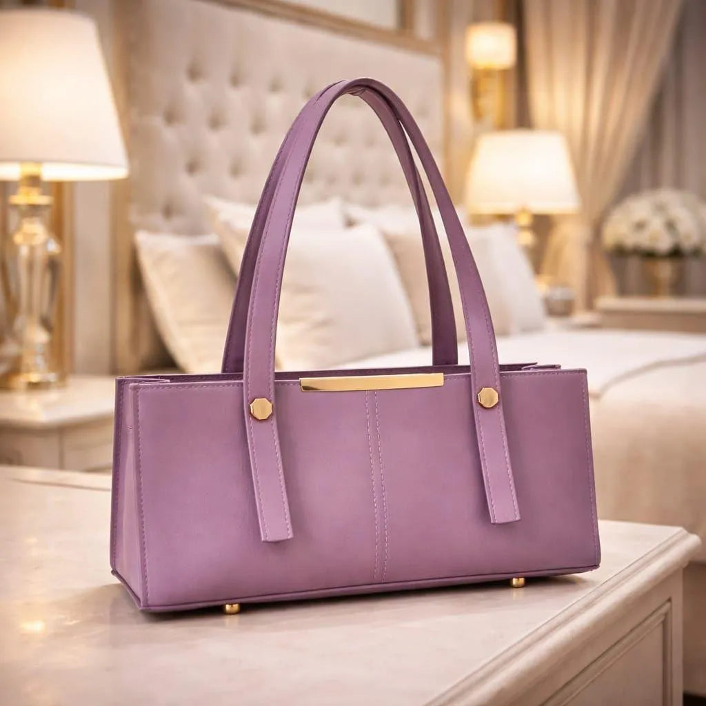 Purple Top-Handle Bag, Gold Hardware
