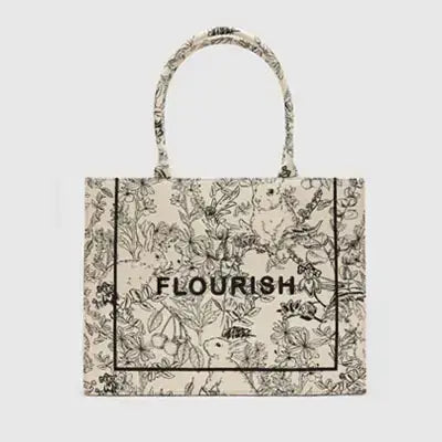 Toile Print Canvas Book Tote