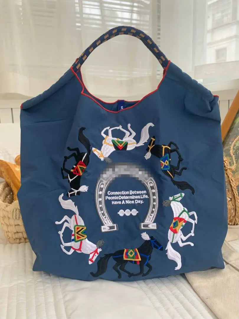 Embroidered Canvas Tote, Large