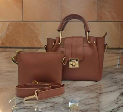 Brown PU Crossbody Bag & Clutch Set