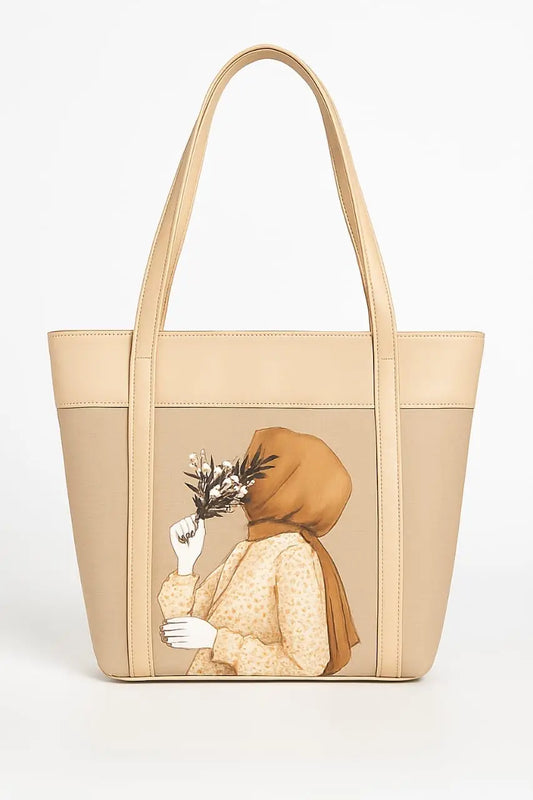 Printed Faux Leather Tote