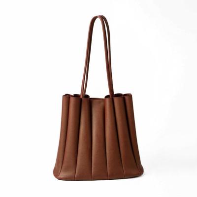 Brown Pleated Shoulder Bag