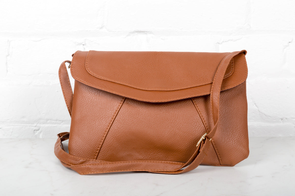 Cognac Leather Shoulder Bag